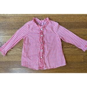 Room Seven Girls' Pink and Red Button Down Blouse Size 3